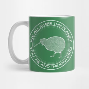 Kiwi Bird - We All Share This Planet - dark colors Mug